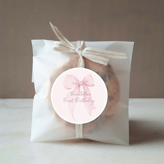 rosa Coquette Bogen Custom Runder Aufkleber