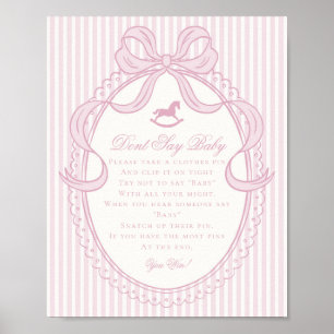 Rosa Coquette-Bogen Schaukelpferd Dont Say Baby Poster