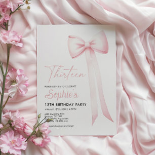 Rosa Coquette Bow 13. Geburtstagseinladung Einladung