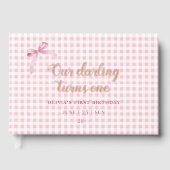 Rosa Coquette Bow 1. Geburtstagskarte Gästebuch (Vorderseite)