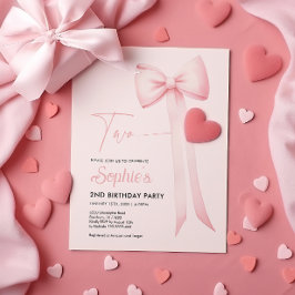 Rosa Coquette Bow 2. Geburtstag Einladung