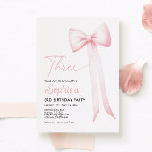 Rosa Coquette Bow 3. Geburtstag Einladung