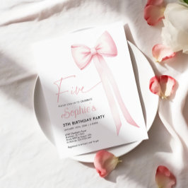 Rosa Coquette Bow 5. Geburtstag Einladung
