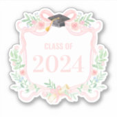 Rosa Coquette Bow | Abschluss Jahr Wappen Aufkleber (Vorderseite)