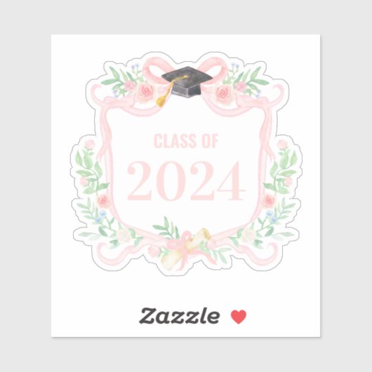 Rosa Coquette Bow | Abschluss Jahr Wappen Aufkleber (Blatt)