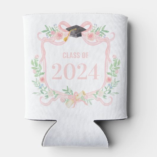 Rosa Coquette Bow | Abschluss Jahr Wappen Dosenkühler (Rückseite)