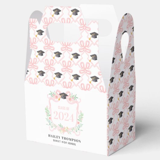 Rosa Coquette Bow | Abschluss Jahr Wappen Geschenkschachtel (Geöffnet)