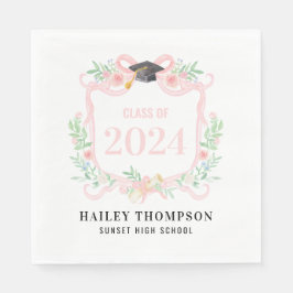 Rosa Coquette Bow | Abschluss Jahr Wappen Serviette