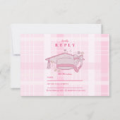 Rosa Coquette Bow Abschluss RSVP Karte (Vorderseite)