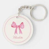 Rosa Coquette Bow Acrylic Schlüsselanhänger (Rückseite)