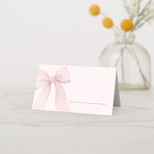 Rosa Coquette Bow Ausfüllen Platzkarte (Vorderseite)