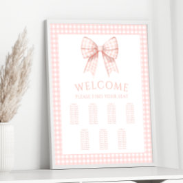 Rosa Coquette Bow Baby Girl Shower Chart Poster