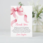 Rosa Coquette Bow Babydusche Dankeskarte (Stehend Vorderseite)