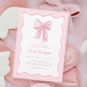 Rosa Coquette Bow Babydusche Einladung