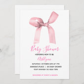 Rosa Coquette Bow Babydusche Einladung (Vorne/Hinten)