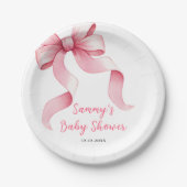 Rosa Coquette Bow Babydusche Pappteller (Vorderseite)