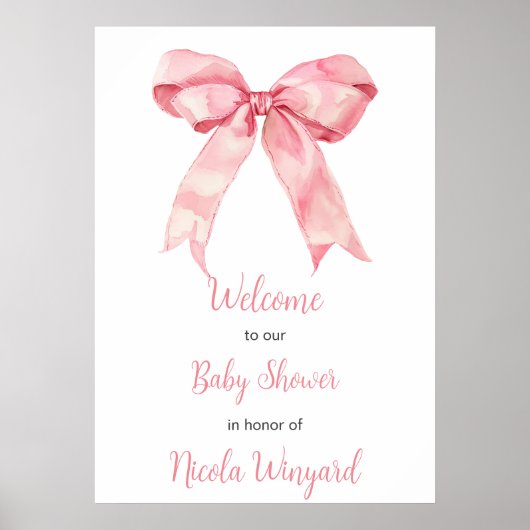 Rosa Coquette Bow Babydusche Poster (Vorne)