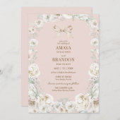 Rosa Coquette Bow Blumenzwiebeleinladung Einladung (Vorne/Hinten)