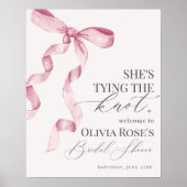 Rosa Coquette Bow Brautparty Begrüßungszeichen Poster (Vorne)