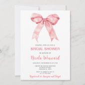 Rosa Coquette Bow Brautparty Einladung (Vorderseite)