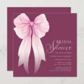 Rosa Coquette Bow Brautparty Einladung (Vorne/Hinten)