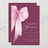 Rosa Coquette Bow Brautparty Einladung (Vorne/Hinten)
