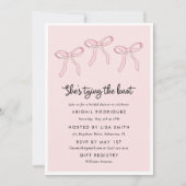 Rosa Coquette Bow Brautparty Einladung (Vorderseite)