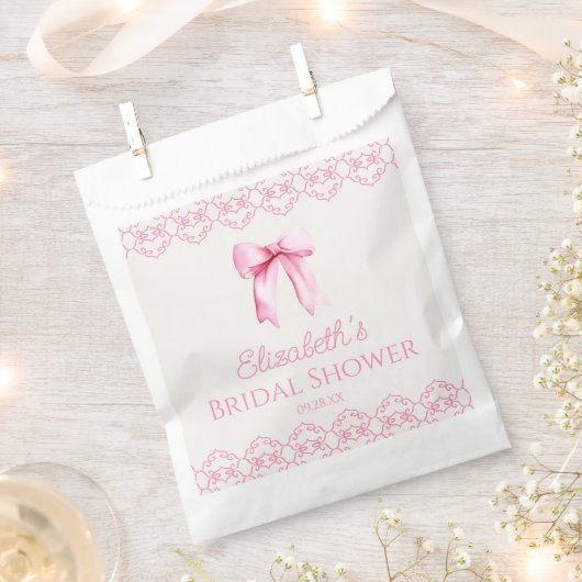 Rosa Coquette Bow Brautparty Geschenktütchen (Ausgeschnitten)