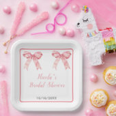 Rosa Coquette Bow Brautparty Pappteller (Party)