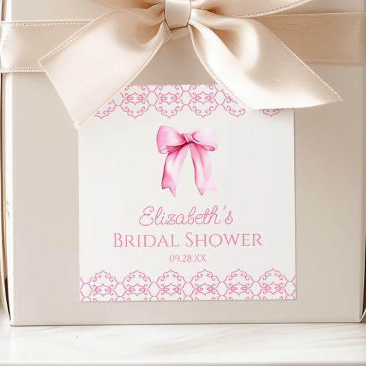 Rosa Coquette Bow Brautparty Quadratischer Aufkleber