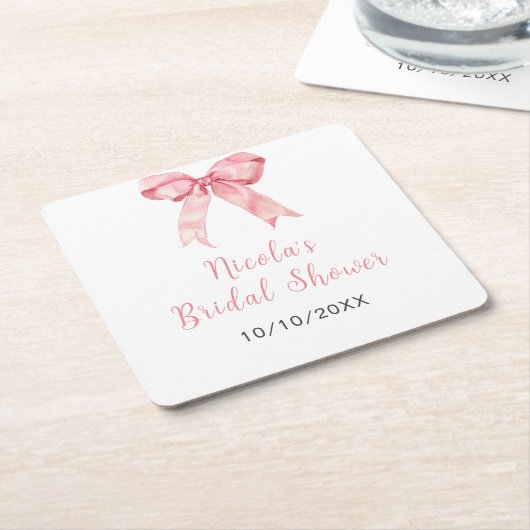 Rosa Coquette Bow Brautparty Rechteckiger Pappuntersetzer (angewinkelt)