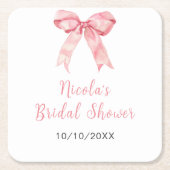 Rosa Coquette Bow Brautparty Rechteckiger Pappuntersetzer (Vorderseite)