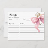 Rosa Coquette Bow Brautparty Rezept Karte (Vorderseite)
