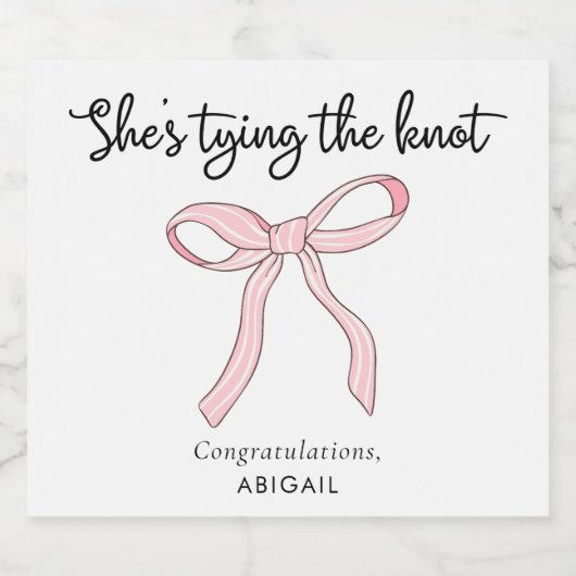 Rosa Coquette Bow Brautparty Schaumweinetikett (Einzelnes Label)