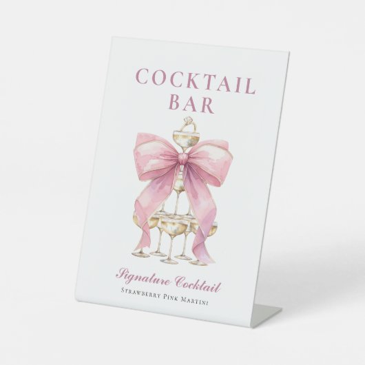 Rosa Coquette Bow Brautparty Sockelschild (Vorderseite)