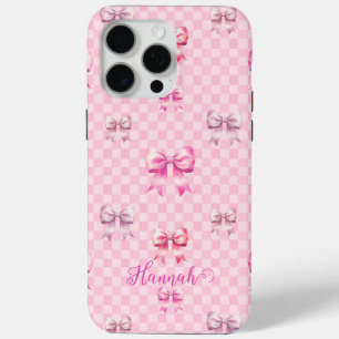 Rosa Coquette Bow Checkerboard Case-Mate iPhone Hülle