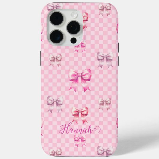 Rosa Coquette Bow Checkerboard Case-Mate iPhone Hülle (Rückseite)