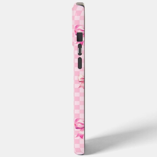 Rosa Coquette Bow Checkerboard Case-Mate iPhone Hülle (Rückseite / Links)