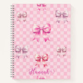 Rosa Coquette Bow Checkerboard Notizblock (Vorderseite)