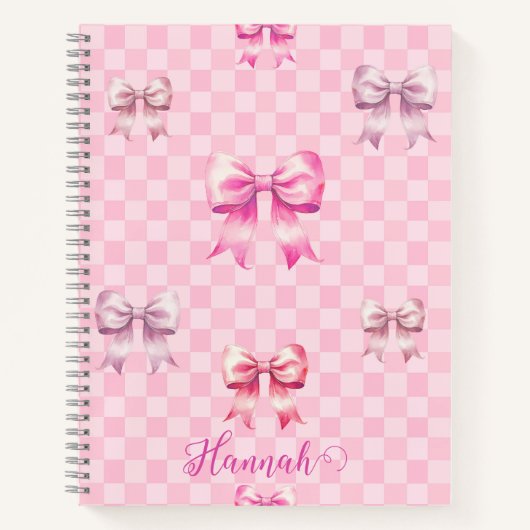Rosa Coquette Bow Checkerboard Notizblock (Vorderseite)