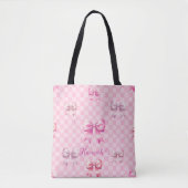 Rosa Coquette Bow Checkerboard Tasche (Vorderseite)