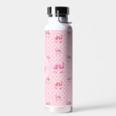 Rosa Coquette Bow Checkerboard Trinkflasche (Links)