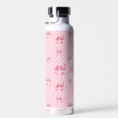 Rosa Coquette Bow Checkerboard Trinkflasche (Rechts)