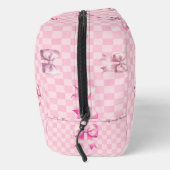 Rosa Coquette Bow Checkerboard Waschbeutel (Rechts)