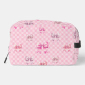 Rosa Coquette Bow Checkerboard Waschbeutel (Rückseite)