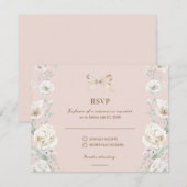 Rosa Coquette Bow Floral Wedding RSVP Karte (Vorne/Hinten)