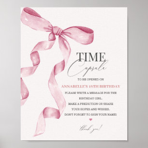 Rosa Coquette Bow Geburtstagszeit Kapsel Party Zei Poster