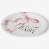 Rosa Coquette Bow Girl Babydusche Dekoration Pappteller (Schrägansicht)