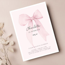 Rosa Coquette Bow Girl's Birthday Einladung