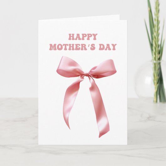 Rosa Coquette Bow Happy Mother Day Karte (Vorderseite)